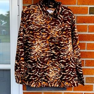 ALFRED DUNNER JACKET, SZ 22W, ‘ANIMAL  INSTINCT’ stretch w/ gold metallic flecks